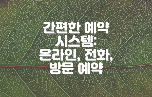 간편한 예약 시스템: 온라인, 전화, 방문 예약