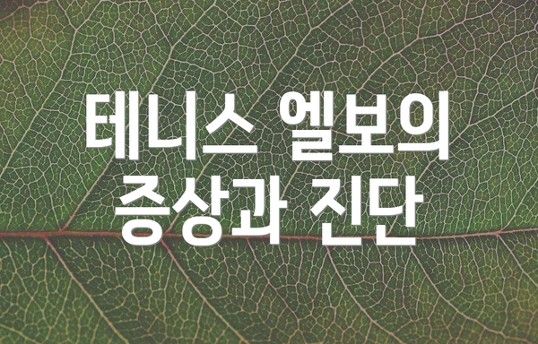 테니스 엘보의 증상과 진단