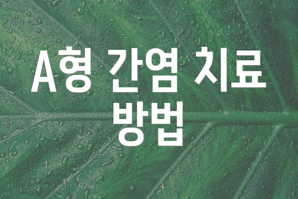 A형 간염 치료 방법