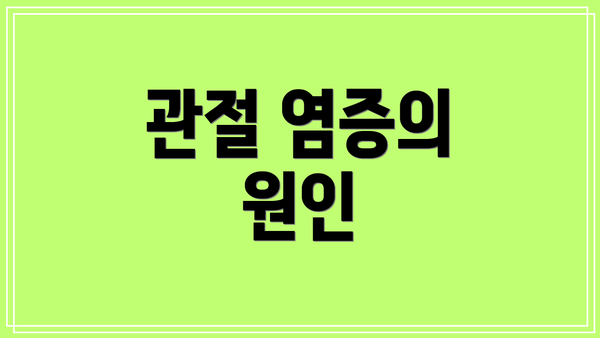 관절 염증의 원인