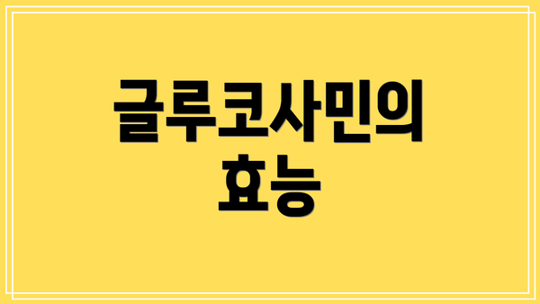 글루코사민의 효능