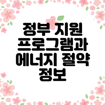 정부 지원 프로그램과 에너지 절약 정보