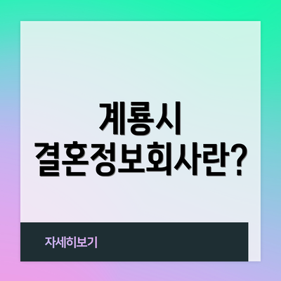 계룡시 결혼정보회사란?