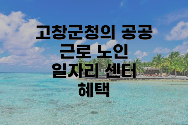 고창군청의 공공 근로 노인 일자리 센터 혜택