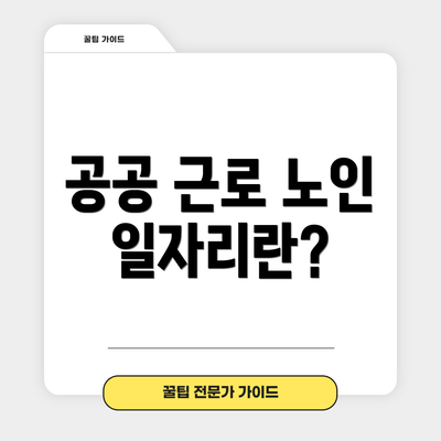 공공 근로 노인 일자리란?