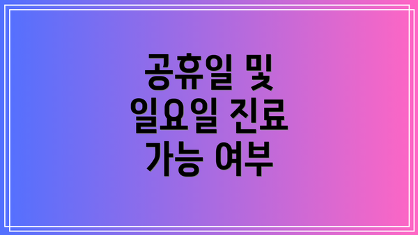 공휴일 및 일요일 진료 가능 여부