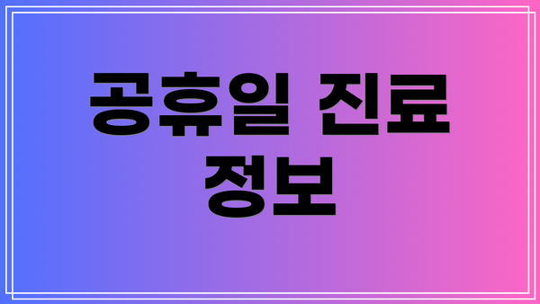 공휴일 진료 정보