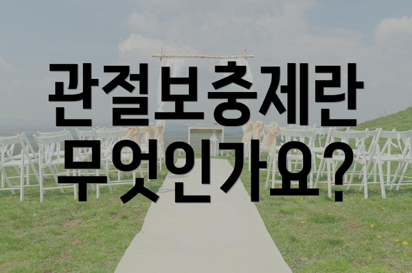 관절보충제란 무엇인가요?