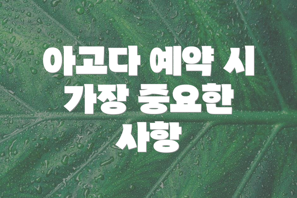 아고다 예약 시 가장 중요한 사항