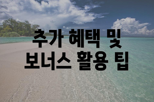 추가 혜택 및 보너스 활용 팁