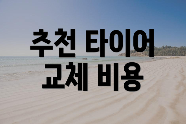 추천 타이어 교체 비용